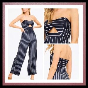 sold Striped Wide Leg Jumpsuit
